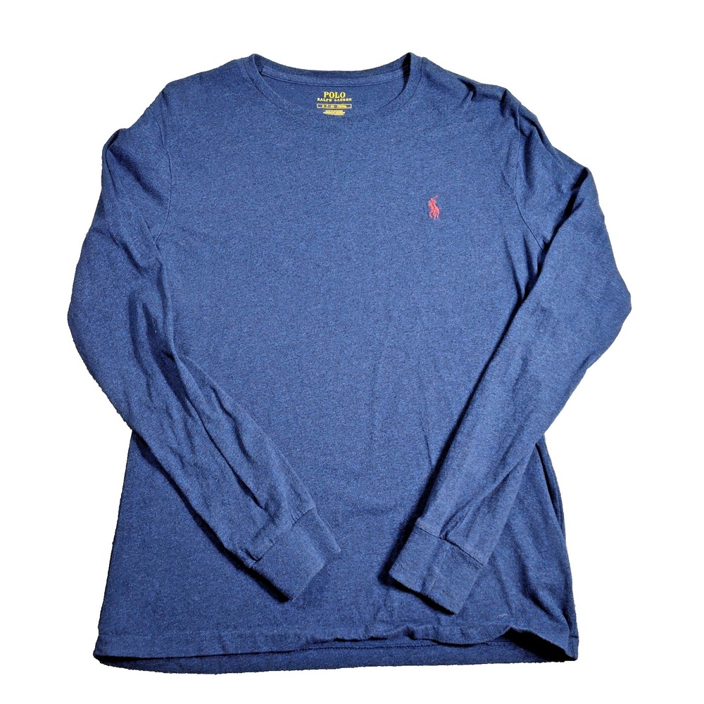 Polo Ralph Lauren Men's Long Sleeve Blue Crewneck T-Shirt Small Pony Logo M